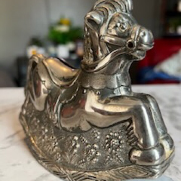 Vintage Rocking Horse Coin Piggy Bank Leonard Made In Italy Silver Plated 1970s - Picture 4 of 9
